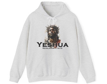 Sudadera con capucha gráfica Yeshua negra, inspiradora y motivacional