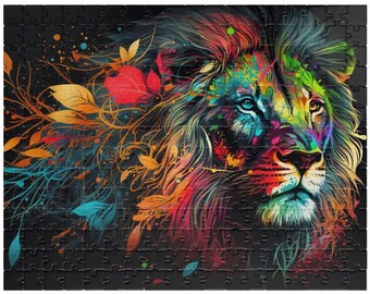 Puzzle, Lion coloré, Puzzle de 1000 pièces, Puzzle pour adultes, Puzzle unique, Puzzle de famille, Jeu de réflexion | G01