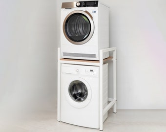 Space-Saving Washer and Dryer Stand | Compact Laundry Organizer Rack | Laundry Room Shelf for Small Spaces