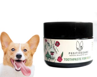 Pasta dental natural para perros PositiveCare: aliento fresco, protección contra la placa y el sarro, cuidado bucal diario seguro para cachorros y perros.