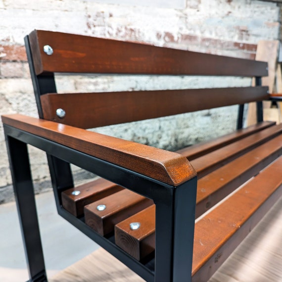 Modern outdoor bench steel & wood shop