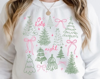 O Holy Night Sweatshirt, Christmas Tree Sweatshirt, Whimsical Christmas Sweater, Christian Christmas Shirt, Faith Based Christmas Sweater