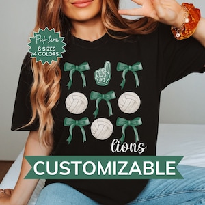 Custom Coquette Volleyball Shirt, Personalized Volleyball Mom Shirt, Volleyball Bows Comfort Colors® Shirt, Team Spirit , School Spirit Tee