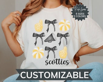 Custom Coquette Game Day Shirt, Personalized Cheer Mom Tee, Gift For Cheer Coach, Spirit Shirt, Sports Mom Tee, Team Spirit, School Spirit