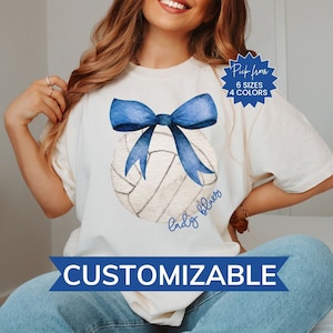 Custom Coquette Volleyball Shirt, Personalized Volleyball Mom Shirt, Volleyball Bows Comfort Colors® Shirt, Team Spirit , School Spirit Tee