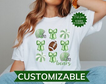 Custom Coquette Game Day Shirt, Personalized Cheer Mom Tee, Football Mom Shirt, Comfort Colors Spirit Shirt, Team Spirit, Green Spirit Tee