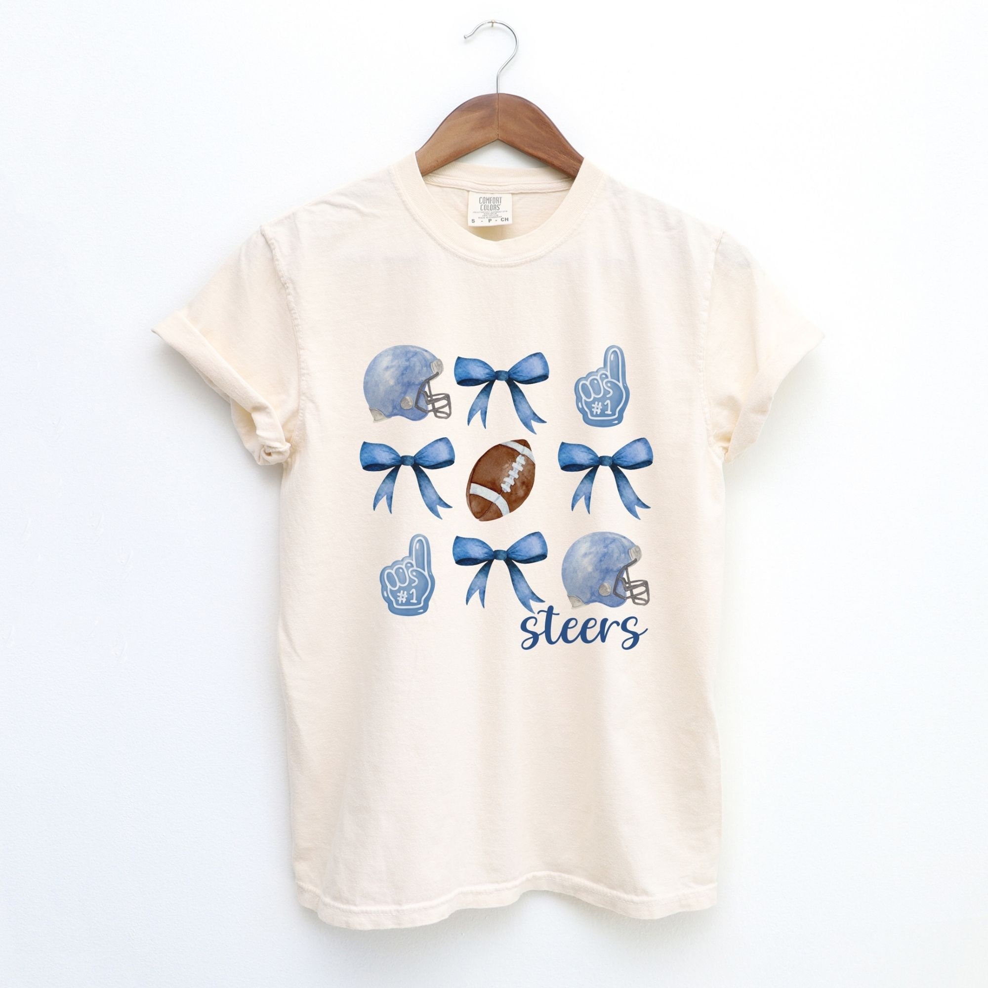 Custom Coquette Football Shirt, Football Mom Comfort Colors Shirt, Mascot Bow Shirt, Coquette Bows School Shirt, Personalized Game Day Shirt