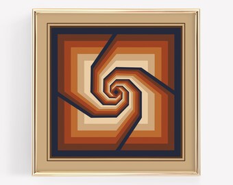 Vintage Visions, Mid Century Modern Art, Geometric Op Art, Retro 70’s Art, Printable Wall Art, Digital Download Print, Space Age, MCM Art