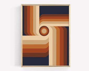 Harmony, Retro 70’s Pattern Art, Retro Op Art, Mid Century Modern Art, Printable Wall Art, Digital Download Print, Space Age, MCM art,