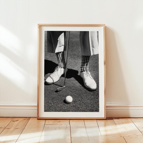 Vintage Golf Poster, Black and White Golfing Poster, Retro Golfer Poster, Sports Room Golf Poster, Man Cave Poster, Golf Lover Gift