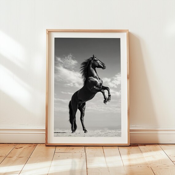 Black Stallion Wall Art Print, Cinematic Horse Photography, Western Home Decor, Equestrian Fine Art Print
