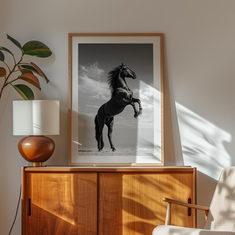 Black Stallion Wall Art Print, Cinematic Horse Photography, Western Home Decor, Equestrian Fine Art Print image 4