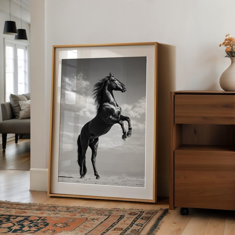 Black Stallion Wall Art Print, Cinematic Horse Photography, Western Home Decor, Equestrian Fine Art Print image 2