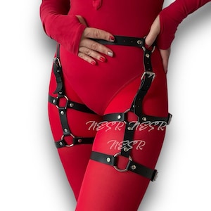 Leather Lingerie Harness and Cuffs, Harness Lingeries, Leather Lingerie for Women