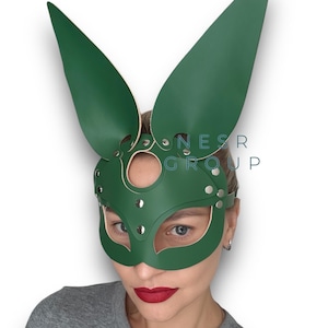 Rabbit mask in leather (choose color)