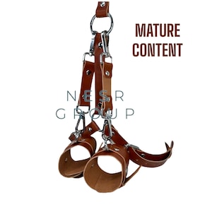 Leather Handmade Halter Choker, Harness Leather Body Bondage Waist Belt Strap ,Leather Neck Collar ,Restraint Bondage Back Slave