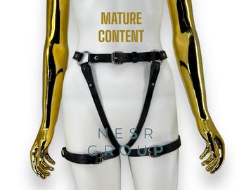 Leather Leg Harness , Leather Outfit, Unisex Harness Belt, Leather Belt, Strap on the Legs, Punk Clothing, Mature
