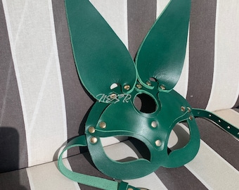 Rabbit mask in leather (choose color)