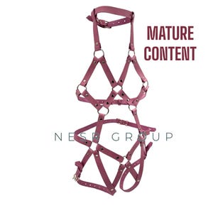 Leather Lingerie Harness with Handcuff, Harness for Woman, Leg Harness, Harness Lingeries, Harness Belt