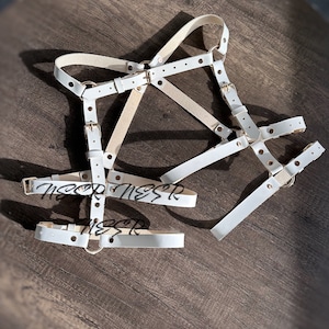 Leather Lingerie Harness and Cuffs, Harness Lingeries, Leather lingerie for Women