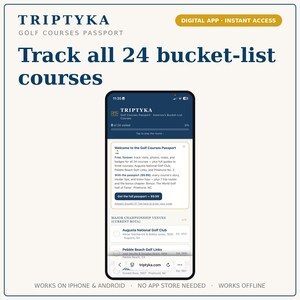 Golf Courses App — Digital Bucket List Tracker for Your Phone | Track 24 bucket-list courses | Instant Access + Unlock Code image 1