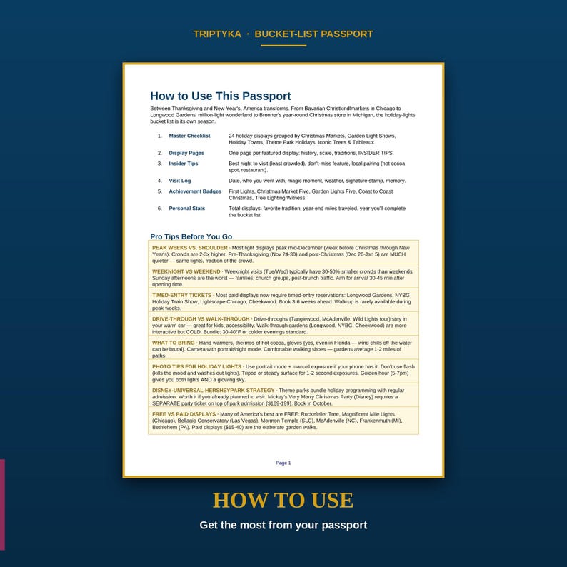 Weihnachtslichter-Reisepass-Wunschliste · Geschenk für Reisebegeisterte · Checkliste für die Präsentation · Sofortiger Download als druckbare PDF-Datei Bild 5