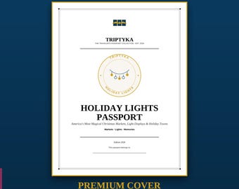 Weihnachtslichter-Reisepass-Wunschliste · Geschenk für Reisebegeisterte · Checkliste für die Präsentation · Sofortiger Download als druckbare PDF-Datei
