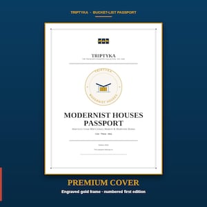Modernistische Häuser: Eine Liste der Top-Adressen · Geschenk für Reise- und Architekturbegeisterte · Checkliste für Häuser · Sofortiger Download als druckbare PDF-Datei Bild 1