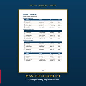Regalo per gli amanti del baseball - Passaporto degli stadi MLB, lista di tutti i 30 stadi da visitare, PDF stampabile con download immediato immagine 2