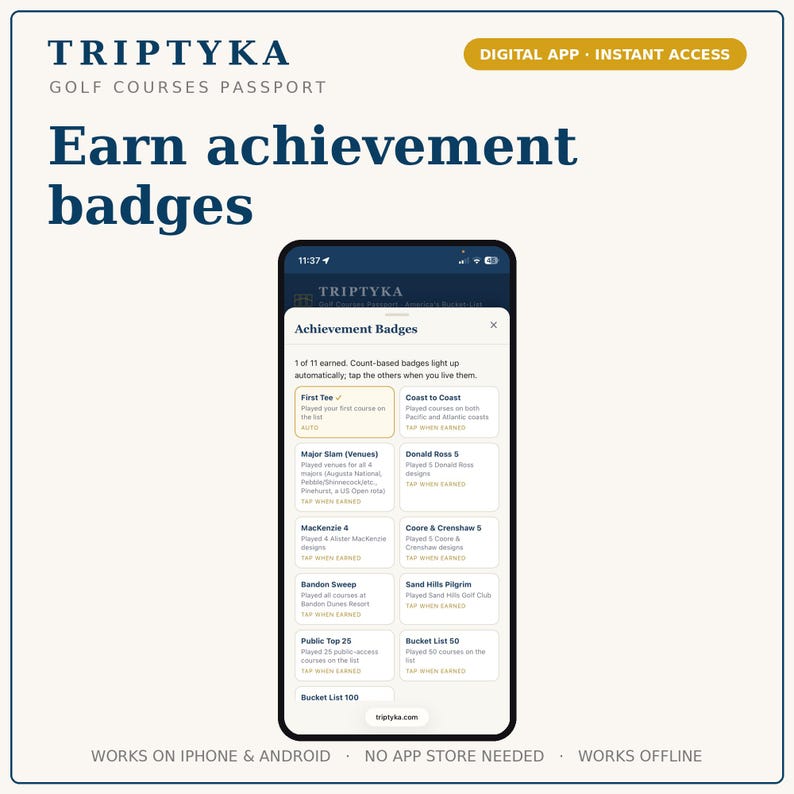 Golf Courses App — Digital Bucket List Tracker for Your Phone | Track 24 bucket-list courses | Instant Access + Unlock Code image 7