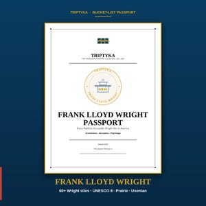 Frank Lloyd Wright Passport · Gift for Architecture Lover · Wright Site Bucket List · Printable PDF Instant Download afbeelding 1