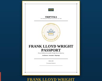 Frank Lloyd Wright Passport · Gift for Architecture Lover · Wright Site Bucket List · Printable PDF Instant Download