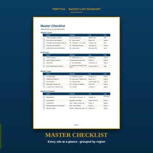 Beaches Passport Bucket List · Gift for Beach Lover · U.S. Beach Checklist · Printable PDF Instant Download image 2