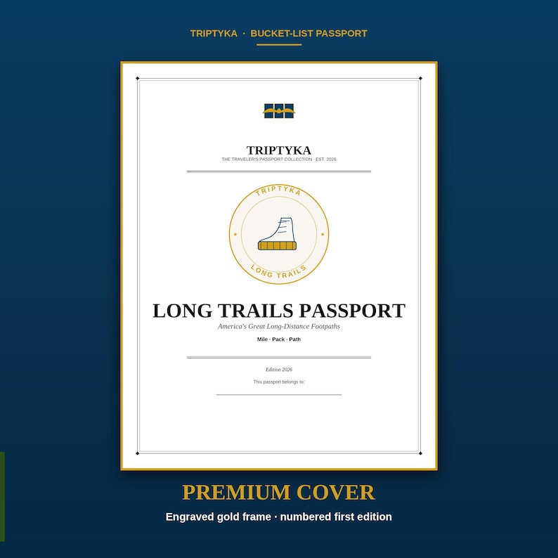 Long Trails Passport Bucket List · Regalo per escursionisti · Lista di controllo dei sentieri degli Stati Uniti · PDF stampabile, download immediato immagine 1