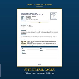 Lista rzeczy do zrobienia w paszporcie na pola bitew wojny secesyjnej · Prezent dla entuzjasty wojny · Lista kontrolna pól bitewnych USA · Plik PDF do wydruku i natychmiastowego pobrania zdjęcie 3