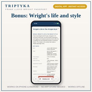 Frank Lloyd Wright Bucket List-app - Present till arkitekturälskare - Byggnadsspårning, åtkomst till telefonapp, iPhone Android bild 7