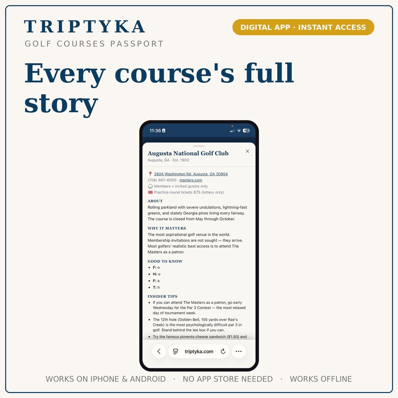 Golf Courses App — Digital Bucket List Tracker for Your Phone | Track 24 bucket-list courses | Instant Access + Unlock Code image 5
