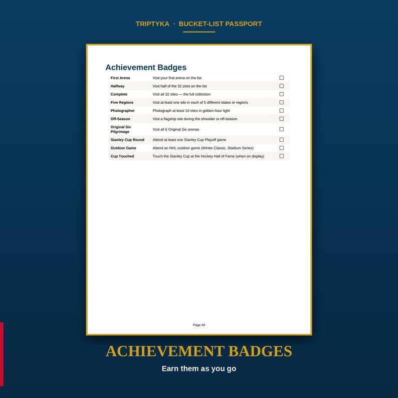 Hockey Arenas Passport Bucket List · Gift for Travel Enthusiast · Arena Checklist · Printable PDF Instant Download Bild 6