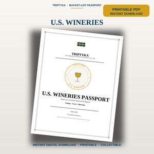 U.S. Wineries Passport Bucket List · Gift for Wine Lover · American Winery Checklist · Printable PDF Instant Download image 10