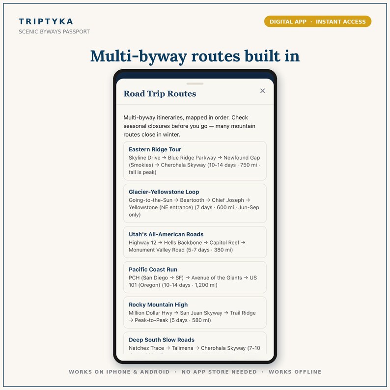 Scenic Byways App — Digital Bucket List Tracker for Your Phone | Track 33 Scenic Drives | Instant Access + Unlock Code image 4