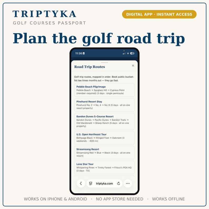 Golf Courses App — Digital Bucket List Tracker for Your Phone | Track 24 bucket-list courses | Instant Access + Unlock Code image 6