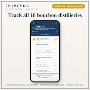 Geschenk für Bourbon-Liebhaber - Kentucky BourbonTrail Bucket List App, Distillery Tracker, Access für Telefon-Apps, iPhone und Android Bild 1