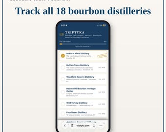 Prezent dla miłośnika bourbonu – aplikacja Kentucky Bourbon Trail Bucket List, śledzenie destylarni, dostęp do aplikacji na telefon, iPhone i Android