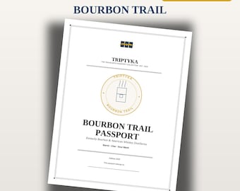Gift for Bourbon Lover - Kentucky Bourbon Trail Passport, Distillery Bucket List, Printable PDF Instant Download