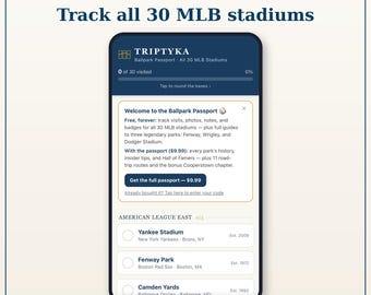 Aplicación para la lista de deseos de los estadios de la MLB, regalo para los amantes del béisbol: lista de deseos para los 30 estadios.