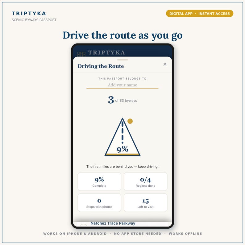 Scenic Byways App — Digital Bucket List Tracker for Your Phone | Track 33 Scenic Drives | Instant Access + Unlock Code image 3