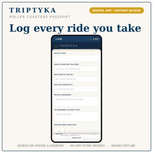 Roller Coasters App — Digital Bucket List Tracker for Your Phone | Track 26 roller coasters | Instant Access + Unlock Code image 2