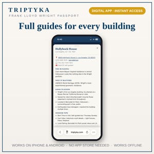 Frank Lloyd Wright Bucket List-app - Present till arkitekturälskare - Byggnadsspårning, åtkomst till telefonapp, iPhone Android bild 2