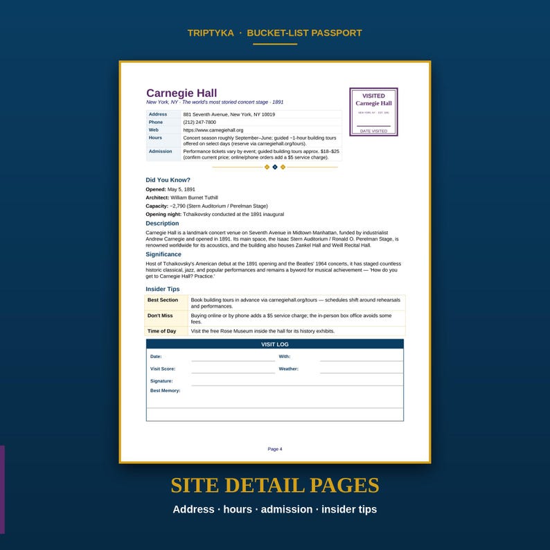 Famous Theaters Passport Bucket List · Gift for Travel Enthusiast · Theater Checklist · Printable PDF Instant Download Bild 4