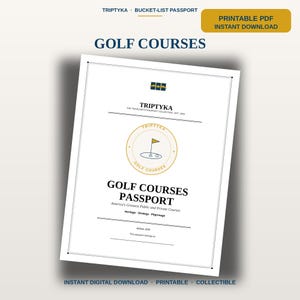 Golf Courses Passport Bucket List · Birthday Gift for Golf Lover · Golf Course Checklist · Printable PDF Instant Download image 10